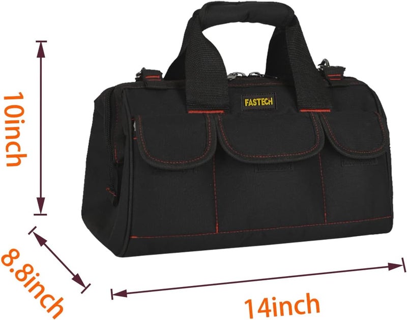 FSATECH 14-inch Heavy Duty Toosl Bag With Wide Mouth for Tool Storage, Carrier and Organizer, Tool Tote Bag For Men, Wide Mouth Tool Bag With Inside Pockets (14 Inch) - Image 3